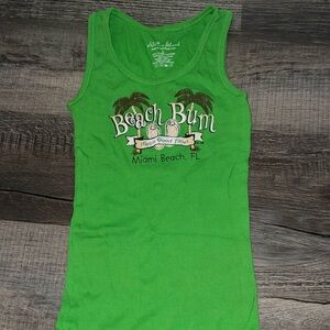 Green Beach Bum “Flippin good time” Miami Florida Tank 🩴